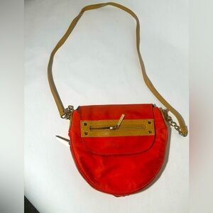 Red and Tan Crossbody Bag